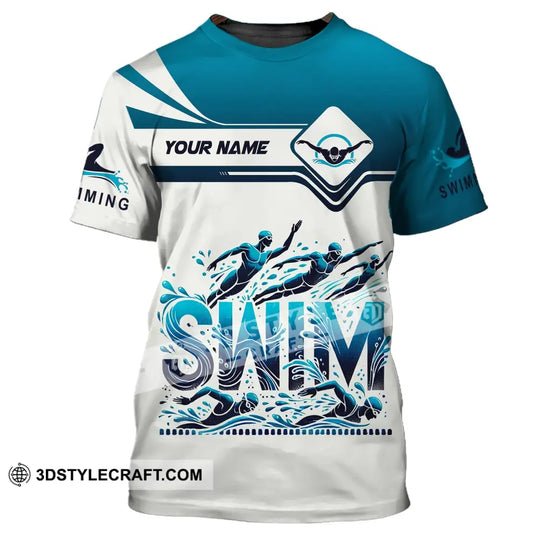 Unisex Shirt, Custom Name Swimming Shirt, T-Shirt for Swimming Club, Gift for Swimmers style option 2
