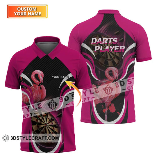 Unisex Shirt - Custom Name T-Shirt, Darts Player Flamingo style option 1