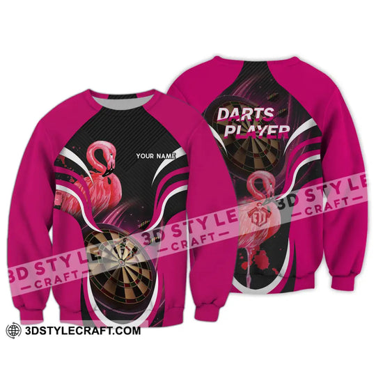 Unisex Shirt - Custom Name T-Shirt, Darts Player Flamingo style option 3
