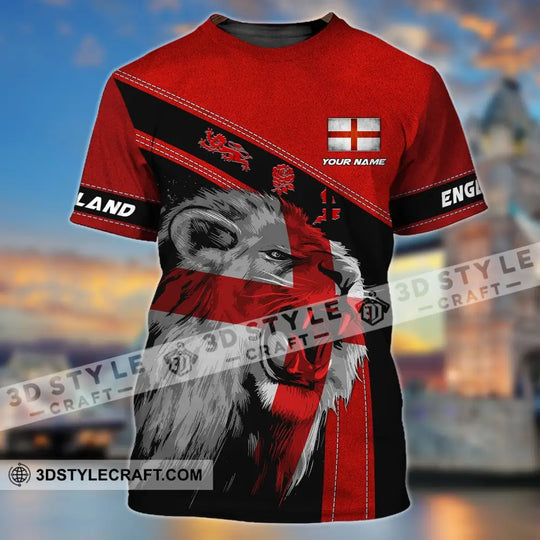 Unisex Shirt - Custom Name T-Shirt, England Red Lion And Roses style option 2