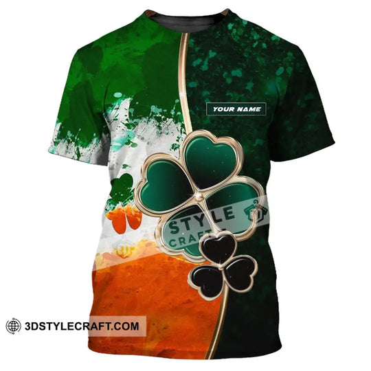 Unisex Shirt - Custom Name T-Shirt - Green And Orange Clover Shirt For Saint Patrick's Day style option 2
