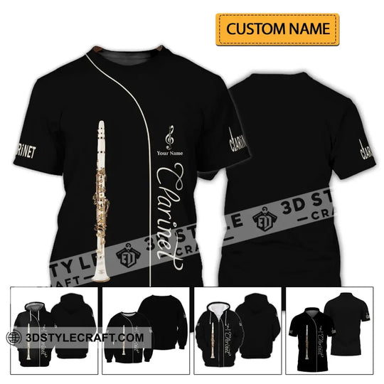 Unisex Shirt - Custom Name T-Shirt - Love Clarinet  - Clarinet Lover Shirt style option 2