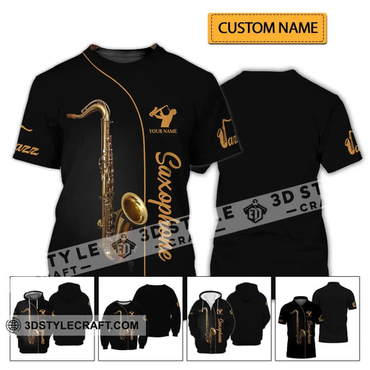 Unisex Shirt - Custom Name T-Shirt - Love Jazz Music - Saxophone Lover Shirt style option 2