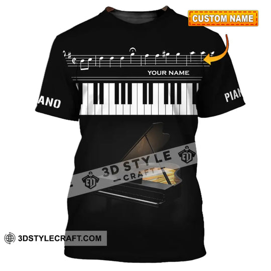 Unisex Shirt - Custom Name T-Shirt - Piano Keys Shirt style option 1