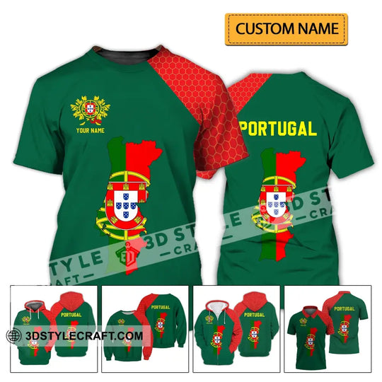 Unisex Shirt - Custom Name T-Shirt - Portugal Name Clothing, Portugal Map style option 2