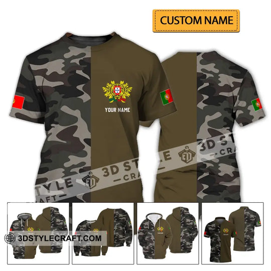 Unisex Shirt - Custom Name T-Shirt, Portugal Half Camo Design Shirt style option 2