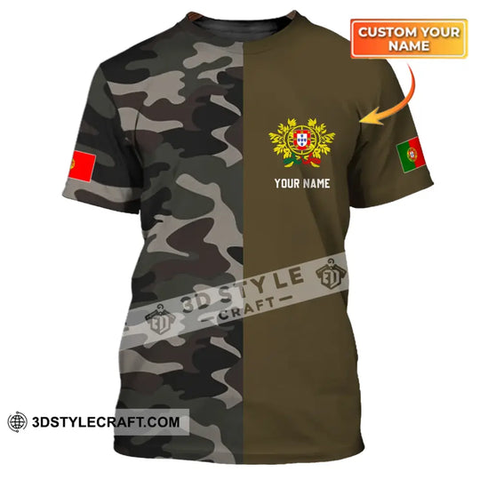 Unisex Shirt - Custom Name T-Shirt, Portugal Half Camo Design Shirt style option 1