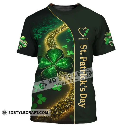 Unisex Shirt - Custom Name T-Shirt - ST. Patrick's Day Clothing, Heart With 4-Leaf Clover Shirt style option 2