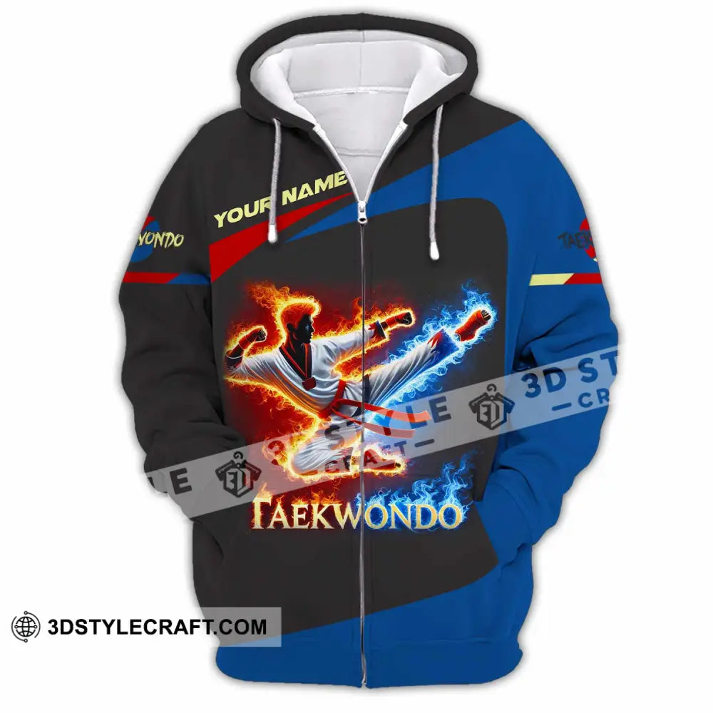 Unisex Shirt Custom Name Taekwondo Polo Long Sleeve Zipper Hoodie / S T-Shirt
