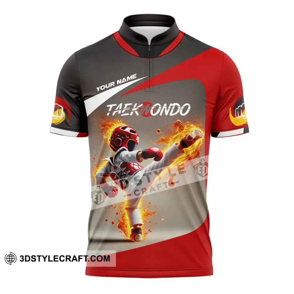 Unisex Shirt - Custom Name Taekwondo Zipper Polo / S T-Shirt