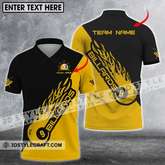 Unisex Shirt - Custom Name Shirt - Team Name Shirt, Billiard Yellow Fire style option 1