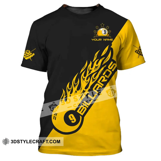 Unisex Shirt - Custom Name Shirt - Team Name Shirt, Billiard Yellow Fire style option 2