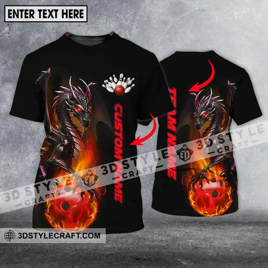 Unisex Shirt - Custom Name Shirt - Team Name Shirt, Bowling Dragon Fire Ball style option 1