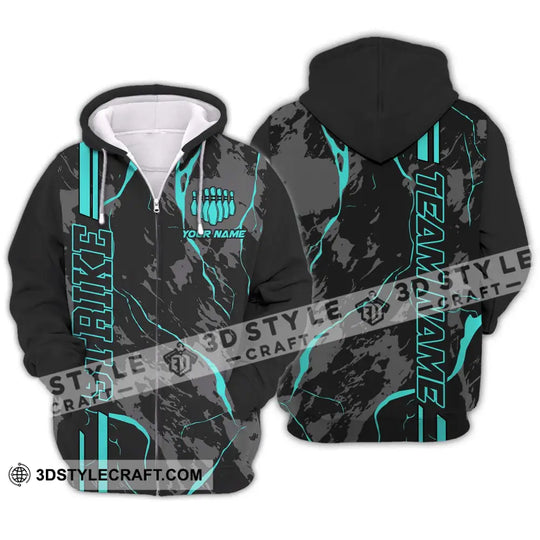 Unisex Shirt - Custom Name Shirt - Team Name Shirt, Cyan Strike Bowling Shirt style option 2