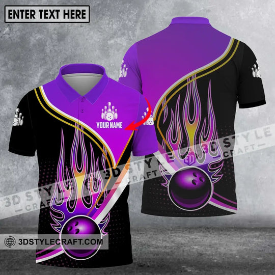 Unisex Shirt - Custom Name Shirt - Team Name Shirt, Purple Bowling Ball Fire style option 2