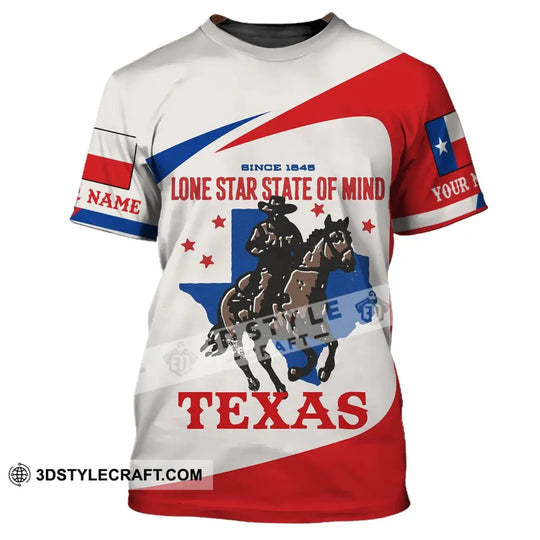 Unisex Shirt, Custom Name Texas T-Shirt, Texas 1845, Lone Star State of Mind, Texas Shirt style option 3