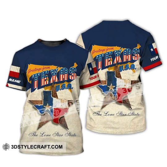 Unisex Shirt, Custom Name Texas T-Shirt, Greeting From Texas, USA Texas Shirt style option 2