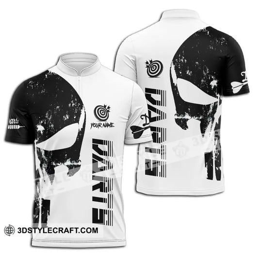 Unisex Shirt - Custom Name The Skull Darts Black And White Sport Shirt style option 2