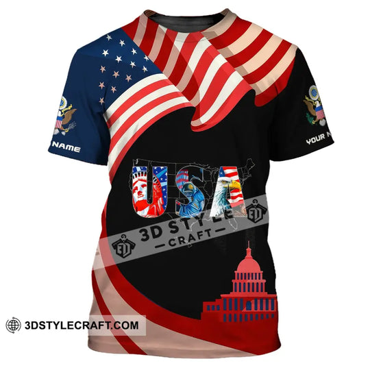 Unisex Shirt, Custom Name USA T-Shirt, USA Flag Shirt, Statue of Liberty T-Shirt style option 2