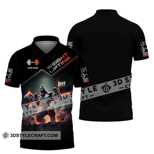 Unisex Shirt, Custom Name Weight Lifting Shirt, Weight Lifting Polo Long Sleeve Shirt, Weight Lifting Gift style option 4