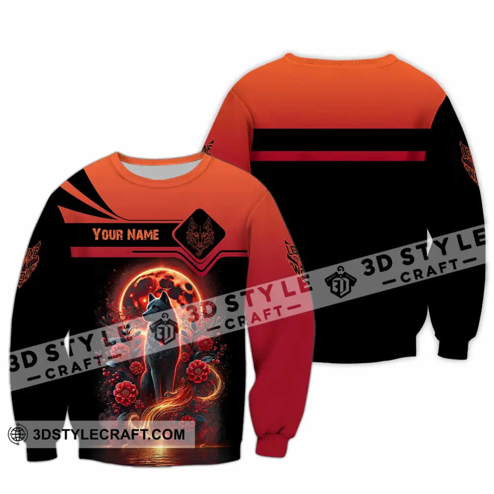 Unisex Shirt Custom Name Wolf Lone Long Sleeve / S T-Shirt