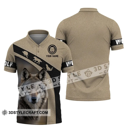 Unisex Shirt, Custom Name Wolf Shirt, Wolf Long Sleeve Polo Shirt, Gift for Wolf Lovers style option 4