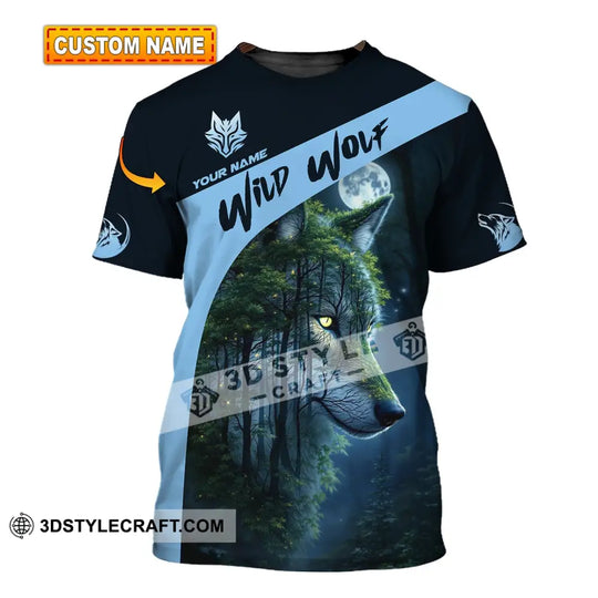 Unisex Shirt, Custom Name Wolf Shirt, Wild Wolf Shirt style option 1