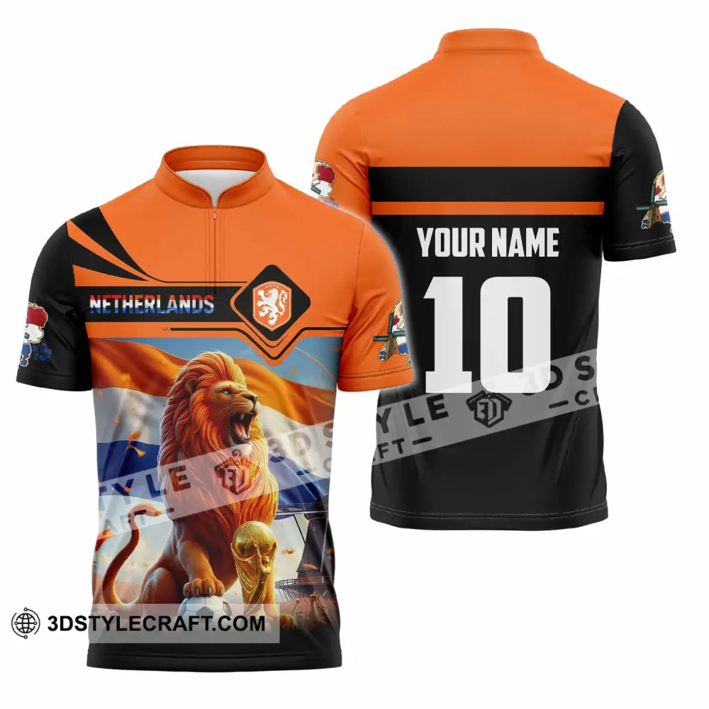 Unisex Shirt - Custom Netherlands World Cup 2026 3D Shirt Zipper Polo Shirt / S T-shirt