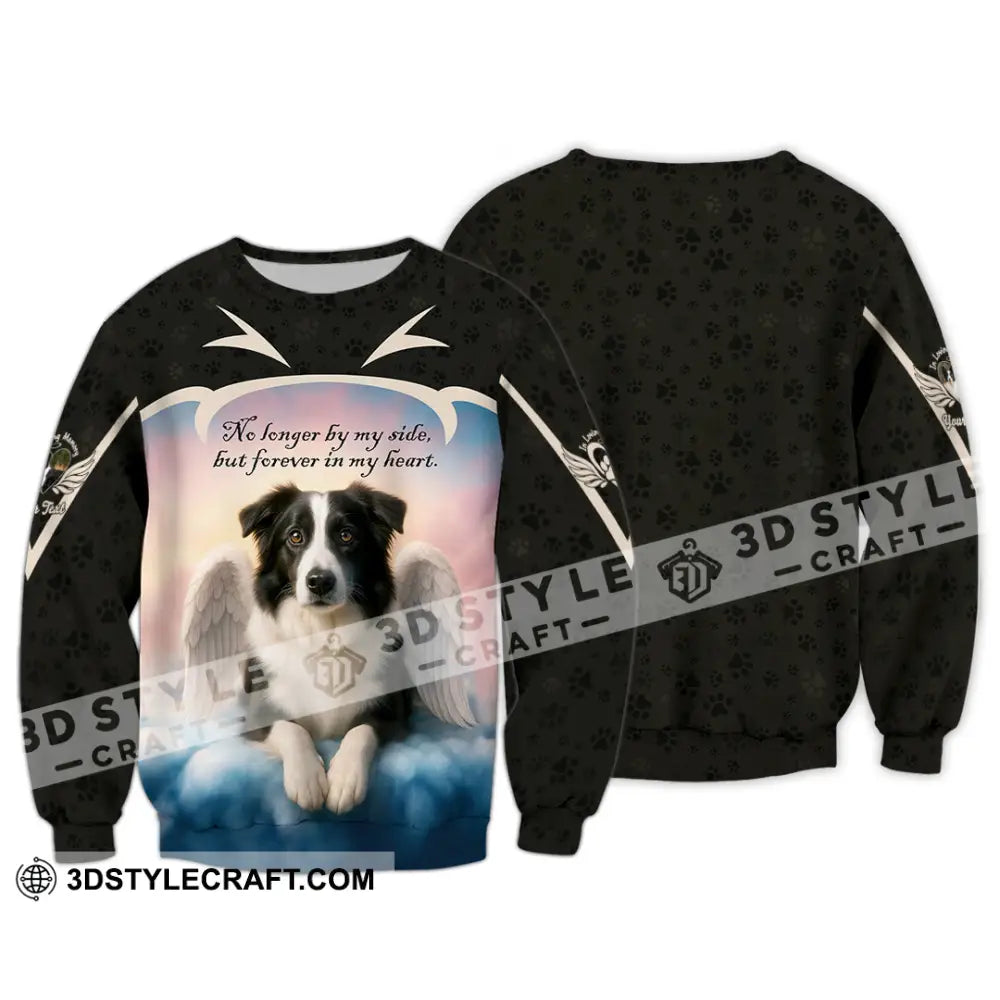 Unisex Shirt - Custom No Long By My Side But Forever In My Heart Border Collie Shirt Long Sleeve / S T-shirt