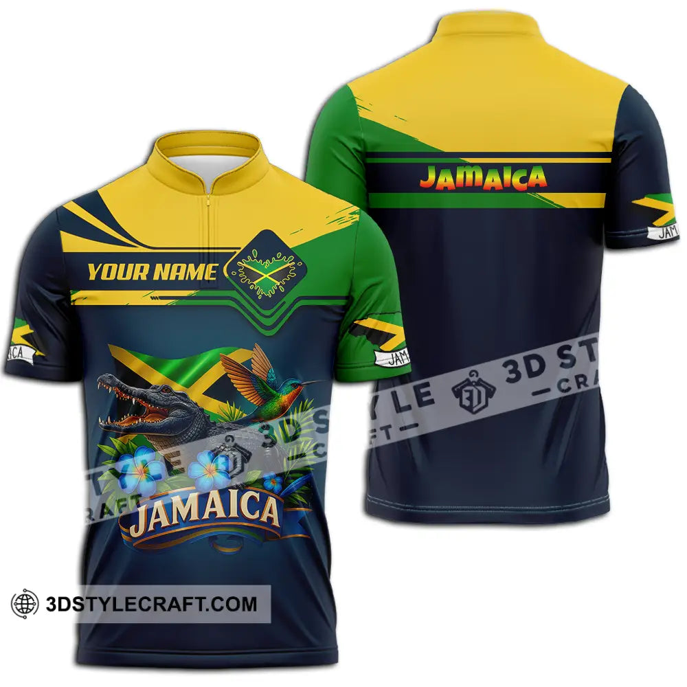 Unisex Shirt - Custom One Love Jamaica Shirt Zipper Polo Shirt / S T-shirt