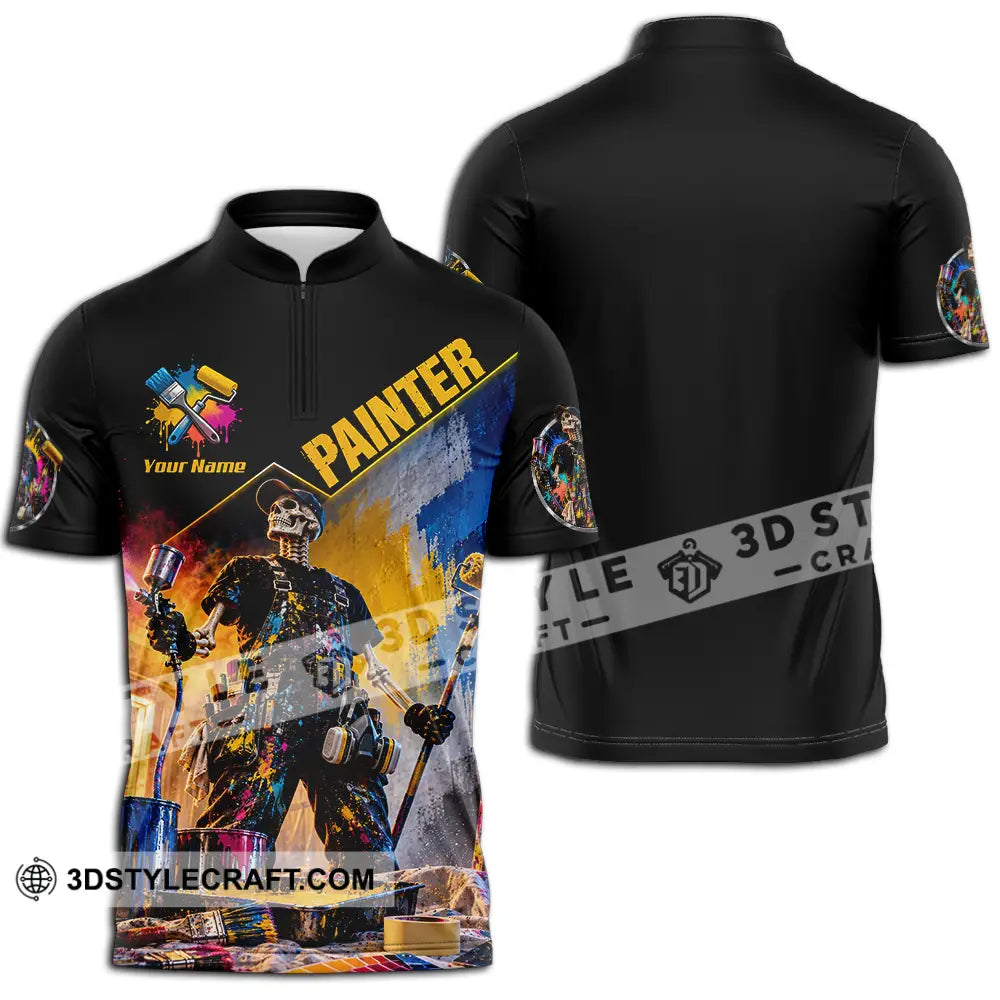 Unisex Shirt - Custom Painter Shirt - Zipper Polo Shirt / S - T-shirt