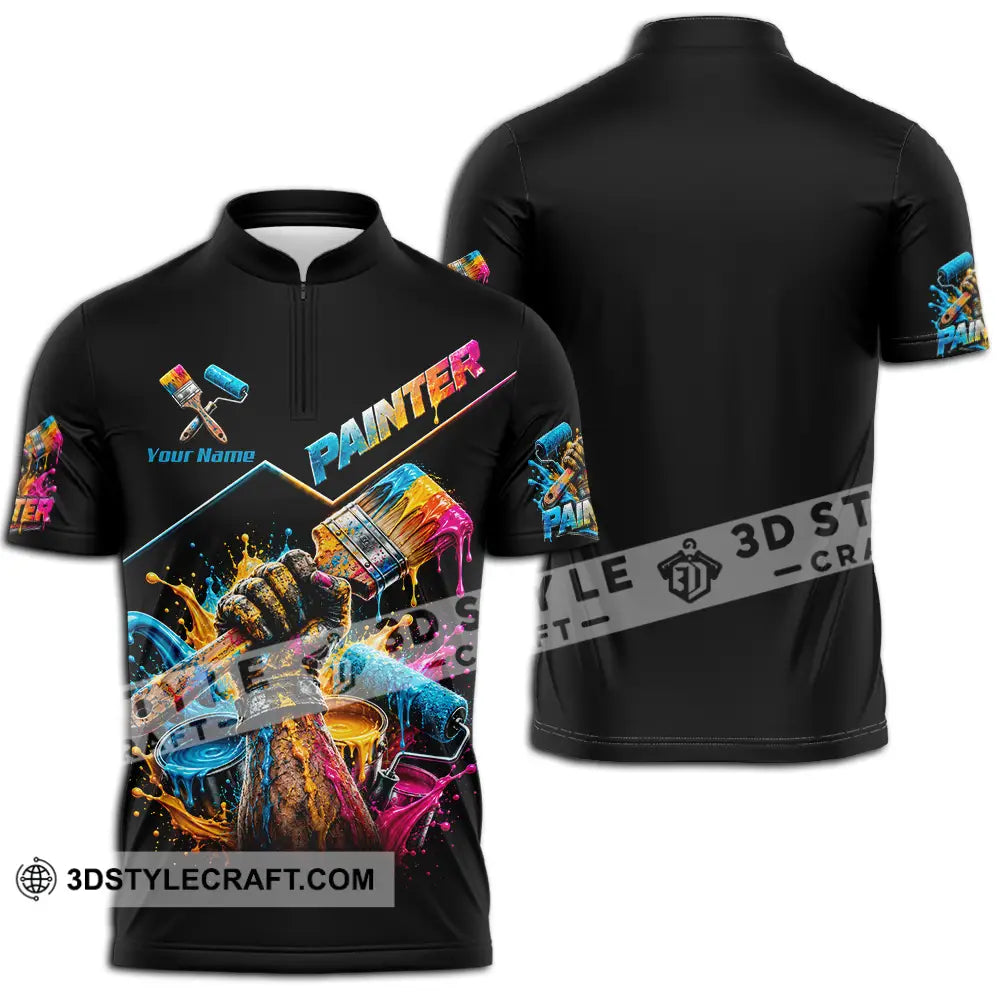 Unisex Shirt - Custom Painter Shirt - Zipper Polo Shirt / S - T-shirt