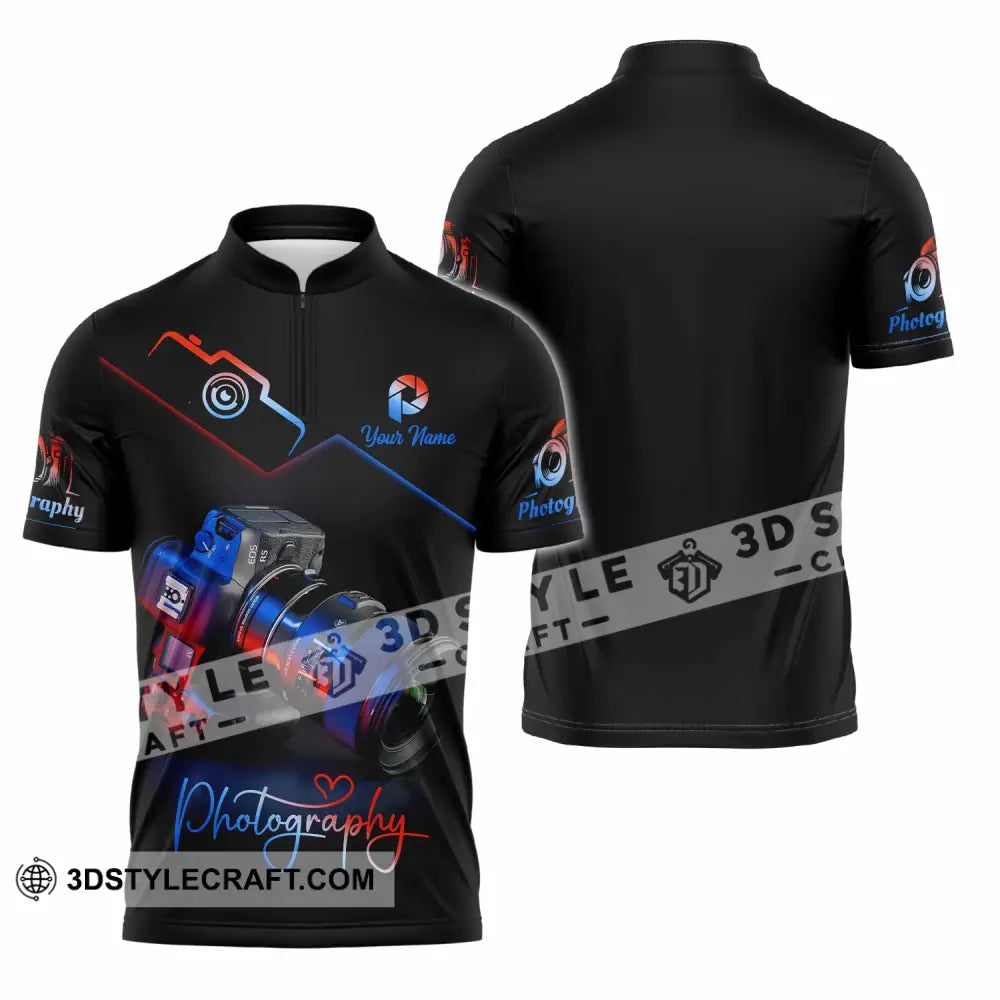 Unisex Shirt - Custom Photography 3D Shirt Zipper Polo Shirt / S T-shirt