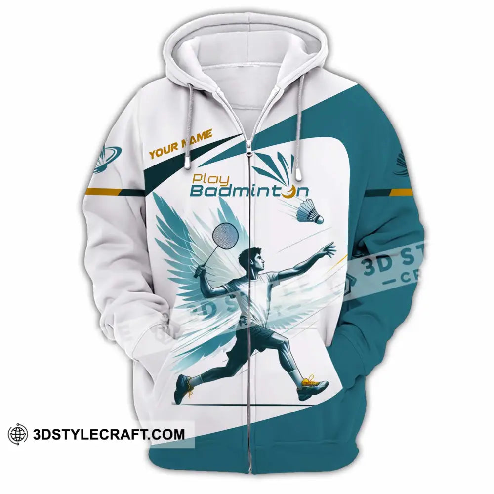 Unisex Shirt - Custom Play Badminton Shirt Zipper Hoodie / S T-shirt