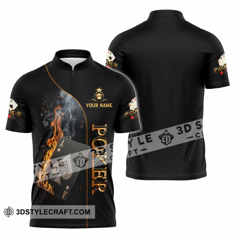 Unisex Shirt - Custom Poker 3D Shirt Zipper Polo Shirt / S T-shirt