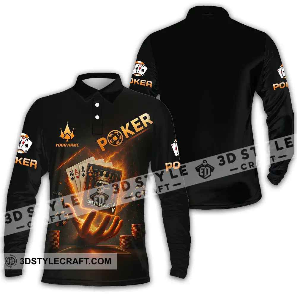 Unisex Shirt - Custom Poker Shirt Long Sleeve Polo / S T-shirt