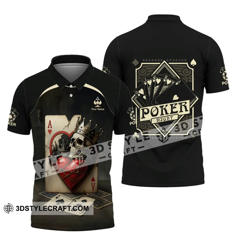 Unisex Shirt - Custom Poker Lover Shirt Skeleton Poker Cards Polo Shirt / S T-shirt