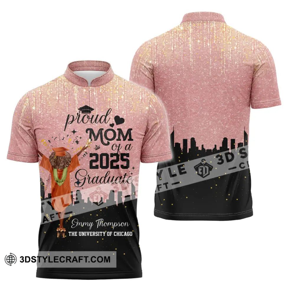 Unisex Shirt - Custom Shirt Proud Mom Of A 2025 Graduate Zipper Polo Shirt / S T-shirt