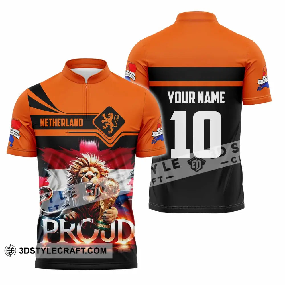 Unisex Shirt - Custom Proud Netherlands World Cup 2026 3D Shirt Zipper Polo Shirt / S T-shirt