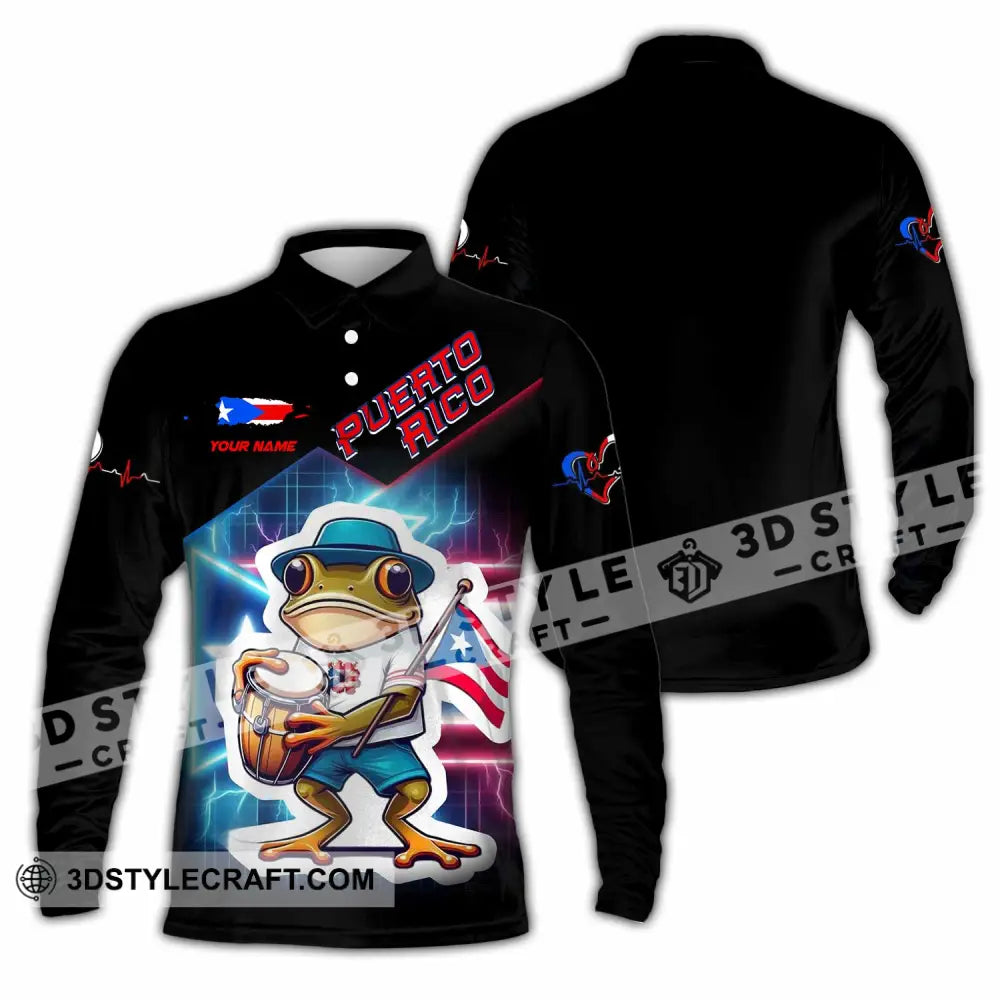 Unisex Shirt - Custom Puerto Rico 3D Shirt Long Sleeve Polo / S T-shirt