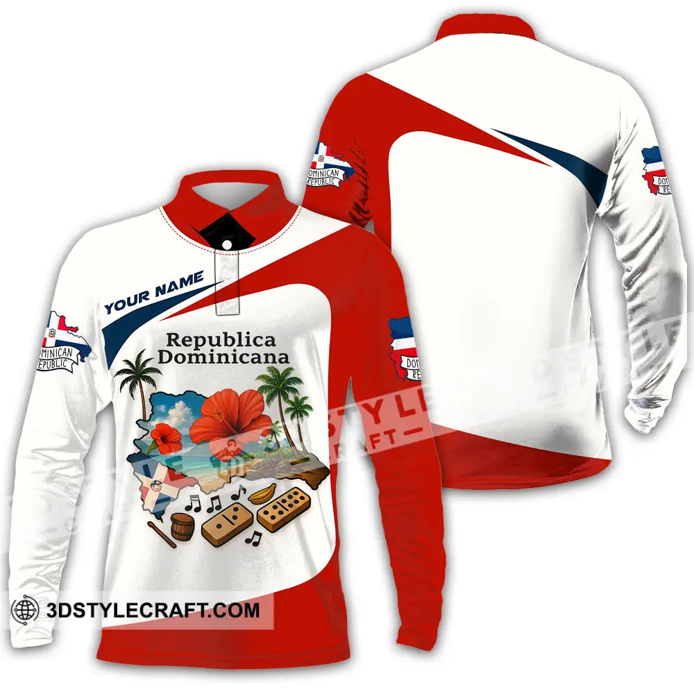 Unisex Shirt - Custom Republic Dominicana Shirt Long Sleeve Polo / S T-shirt