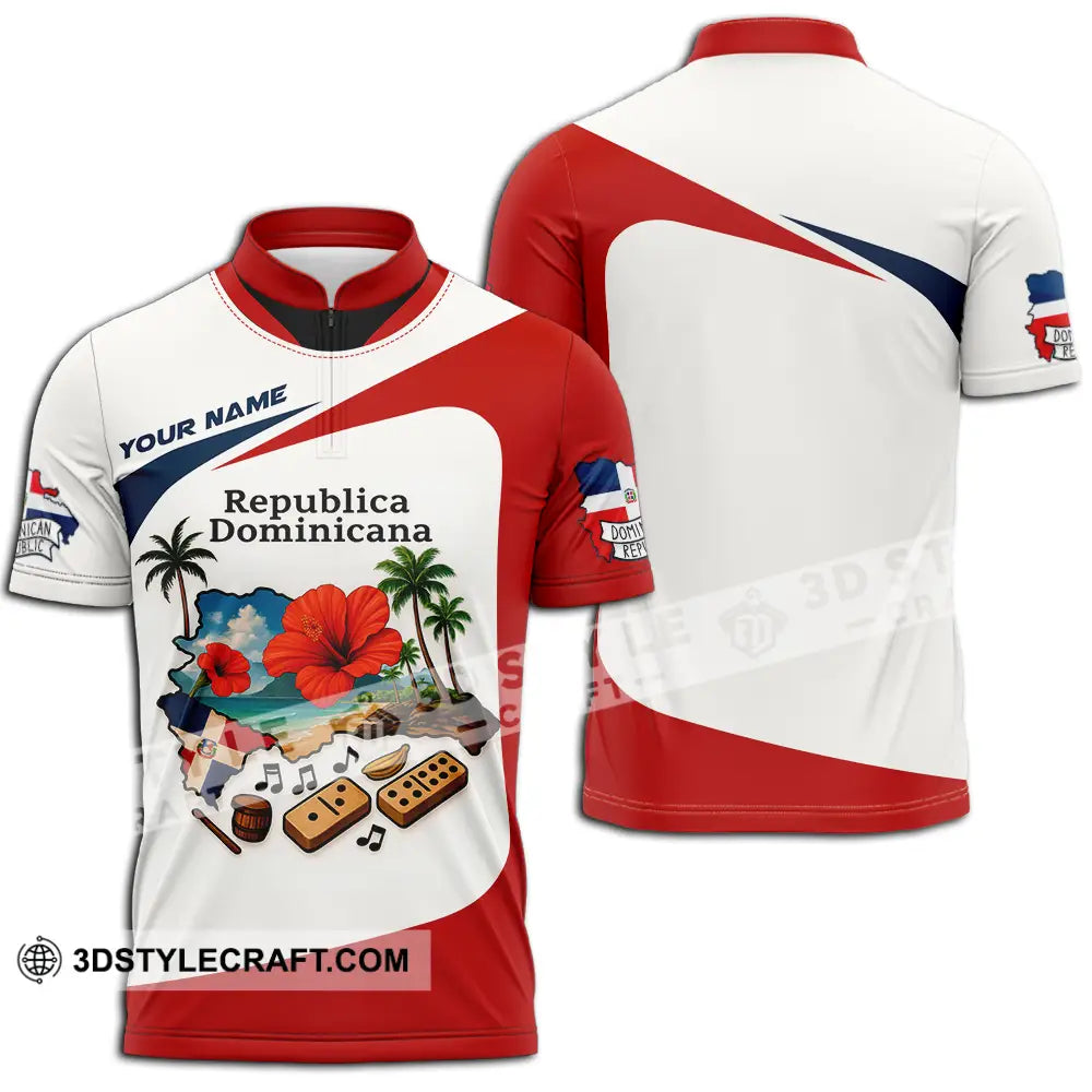 Unisex Shirt - Custom Republic Dominicana Shirt Zipper Polo Shirt / S T-shirt