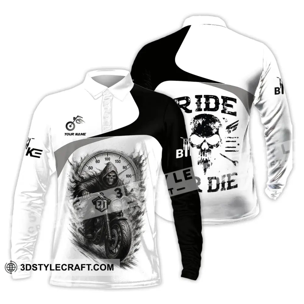 Unisex Shirt - Custom Ride Or Die Rider Shirt Long Sleeve Polo / S T-shirt