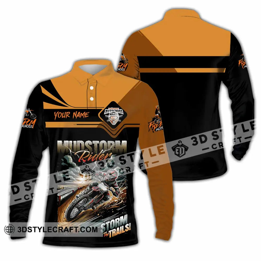 Unisex Shirt - Custom Rider Storm The Trails Sport Shirt Long Sleeve Polo / S T-shirt