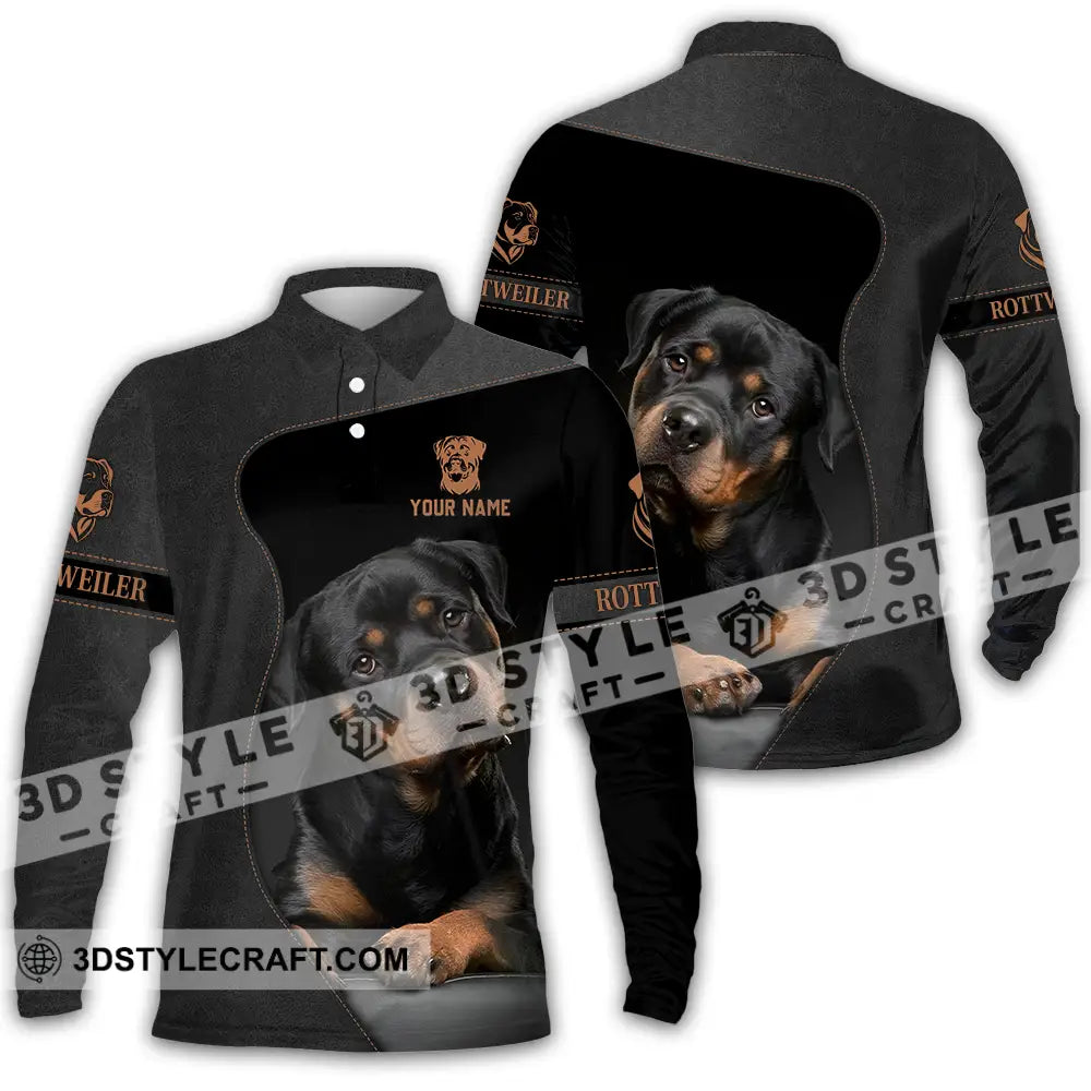 Unisex Shirt - Custom Rottweiler Dog Lover Shirt Long Sleeve Polo / S T-shirt