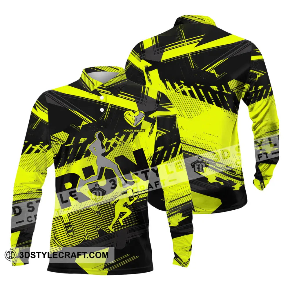 Unisex Shirt - Custom Running 3D Shirt Long Sleeve Polo / S T-shirt