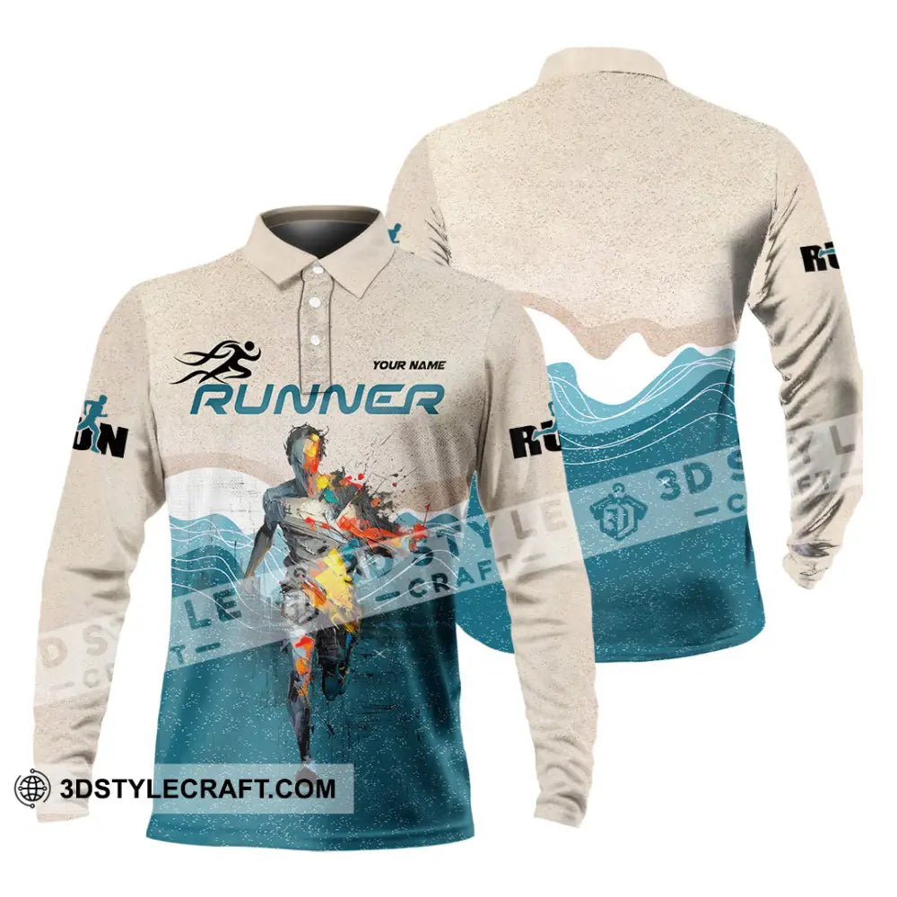 Unisex Shirt - Custom Running 3D Shirt - Long Sleeve Polo / S - T-shirt