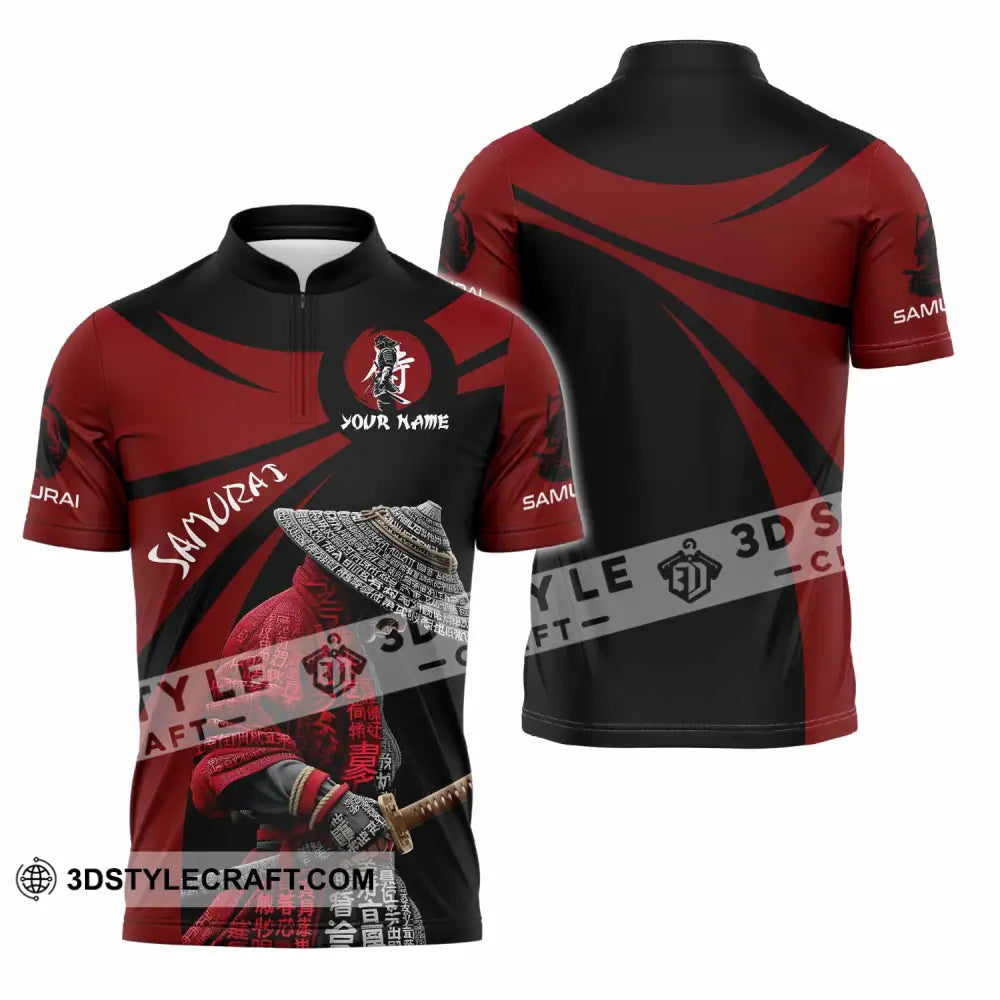 Unisex Shirt - Custom Samurai Design Shirt Zipper Polo Shirt / S T-shirt