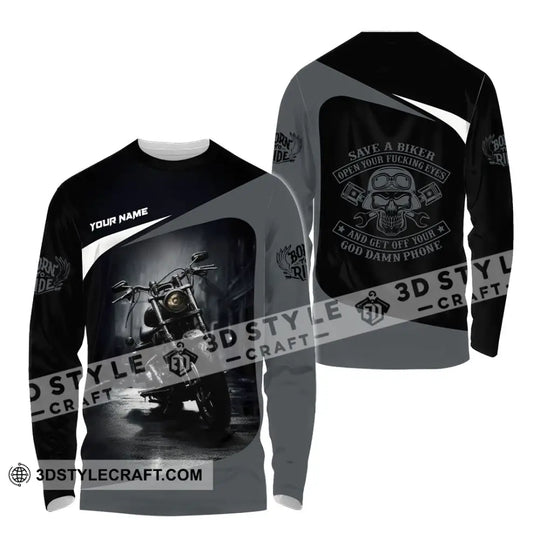 Unisex Shirt - Custom Save A Biker Open Your Fucking Eyes And Get Off Your Phone Shirt style option 4