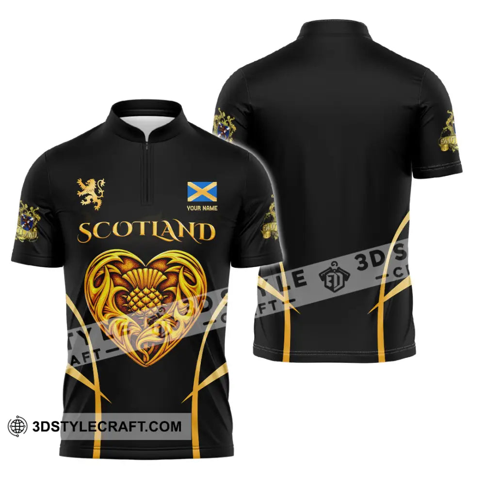 Unisex Shirt - Custom Scotland 3D Shirt Zipper Polo Shirt / S T-shirt